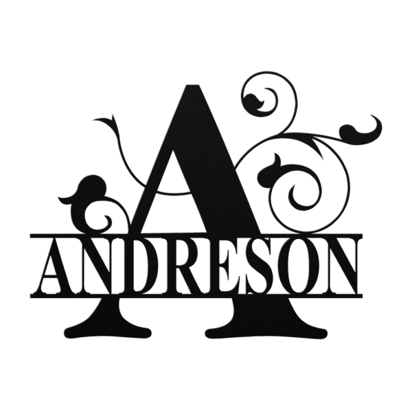Split Letter Monogram Metal Sign